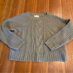 Pink Rose Women’s Gray Scoop Neck Cropped Cableknit Sweater L